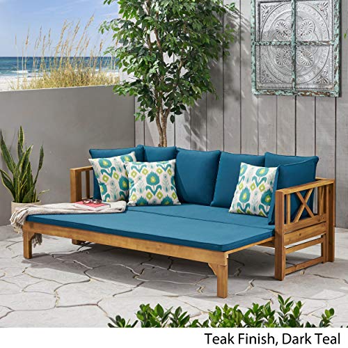Great Deal Furniture Camille Beach Outdoor Extendable Acacia Wood