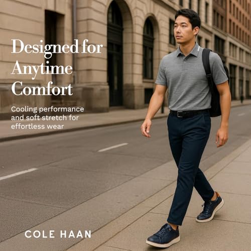 Camiseta Polo Cole Haan Founders para Hombre - Tejido Mezclado Ligero, Transpirable con Tecnología Coolcore y Acabado Jaspeado miniatura 6