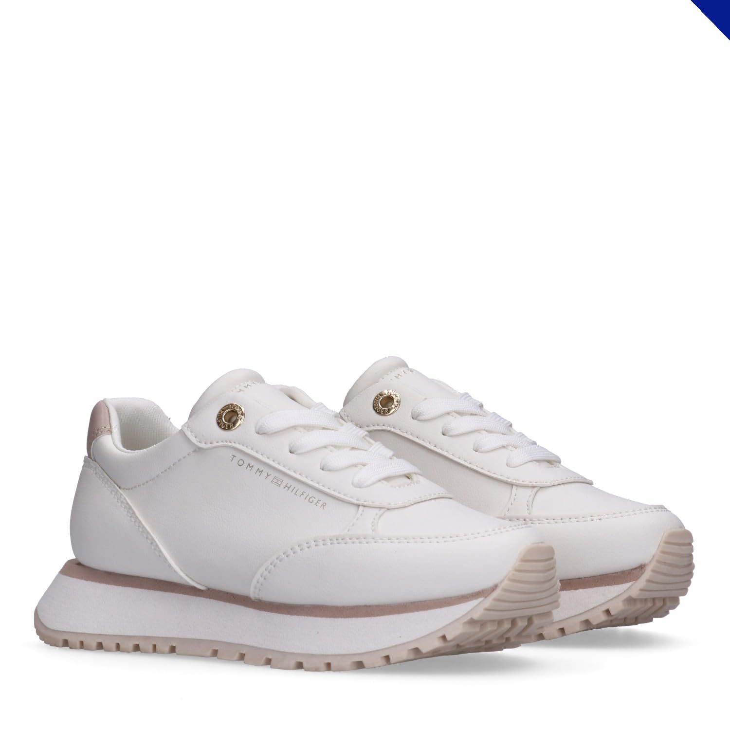 Tommy Hilfiger, Zapatilla de Cordones para niña, Miren, Off White/Taupe, 30