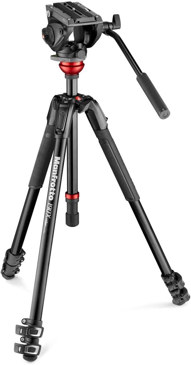 190X 3-Section Aluminum Video Tripod with 500 Fluid Video Head