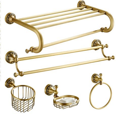 Accessoires de salle de bain en laiton bronze et vert clair Gowe