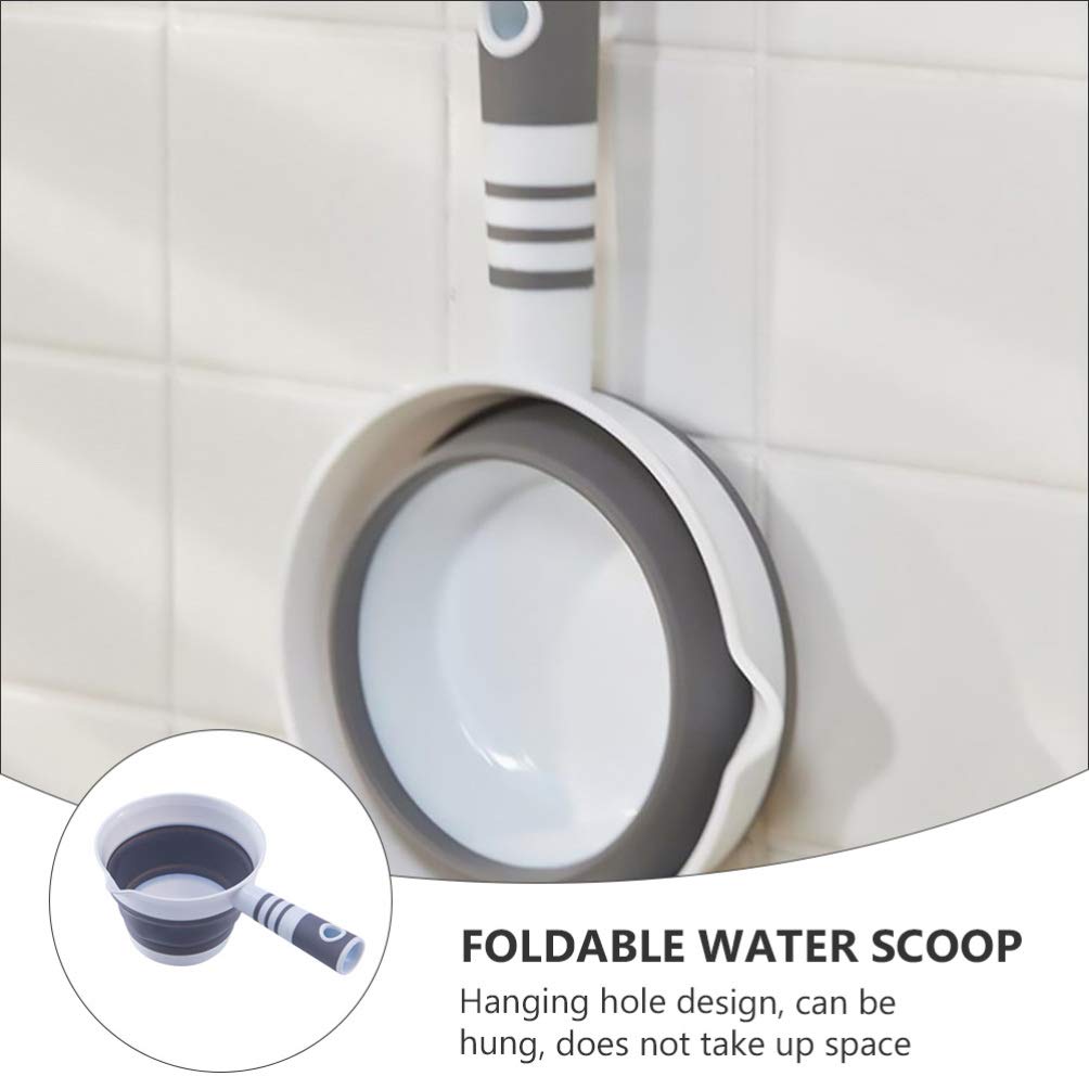 Angoily Foldable Water Ladle Water Scoop, Bath Ladle Water Dipper with Handle Bathroom Hair Washing Water Scoop, Small Kitchen Ladles Scoop Cup (Grey)