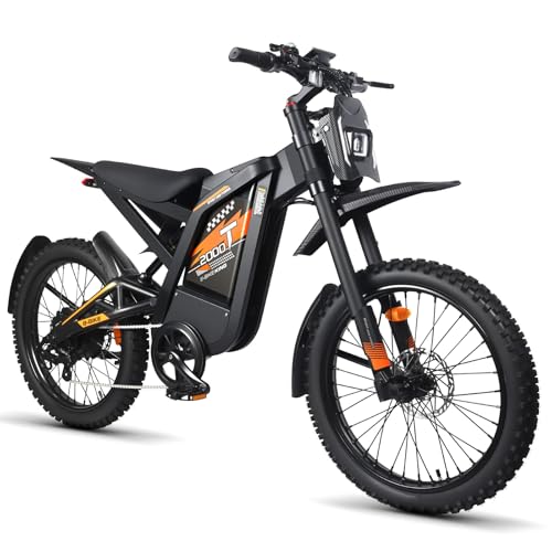 OUXI Bicicleta Eléctrica Off-Road 48V 30Ah Dirt Bike Par 150Nm Frenos Hidráulicos de Disco Pulgadas Fat 25x3.0 Doble Suspensión Moto Eléctrica para Adultos con Pantalla LCD e Intermitentes (Naranja)