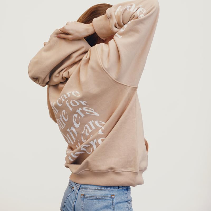 Careeon En Route Hoodie, Self Care Care for Others tan beige nude Sweatshirt in 100% recycled cotton3