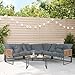 casa.pro Gartenmöbel Set Karg Balkonmöbel Lounge Set 4-teilig Sitzgruppe 3 Sofaelemente mit Couchtisch Outdoor Ecksofa Rattan-Armlehne Kissen wetterfest Dunkelgrau/Rattanoptik
