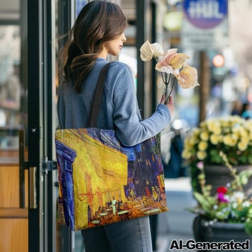 Image of Art Lover Zippered Tote Bag Waterproof Large Work Tote Bags, Artwork Women's Purse Handbags Travel Totes