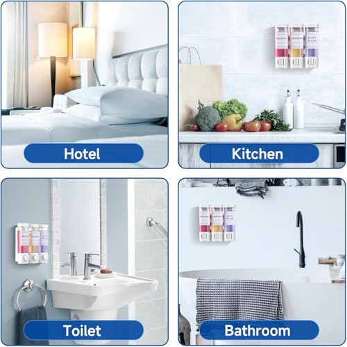 Image of Wall Mounted 3 in 1 Soap Dispenser Set, Shampoo Conditioner Body Wash Holder, Refillable Bathroom Shower Dispenser for Hotel & Home (White)