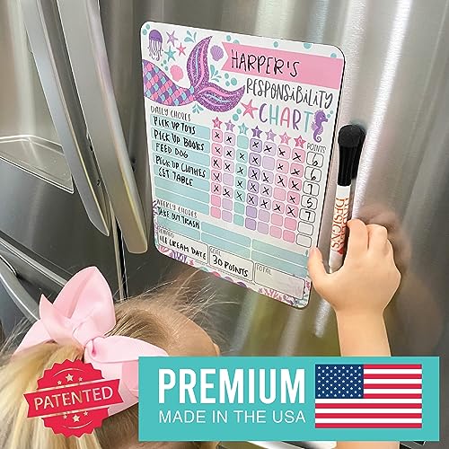 Image of Magnetic Chore Chart for Kids Dry Erase Reward Chart for Home and Classroom | Mermaid Reusable Behavior Charts for Kids at Home and School, Weekly Magnet Responsibility Tracker for Teens and Adults