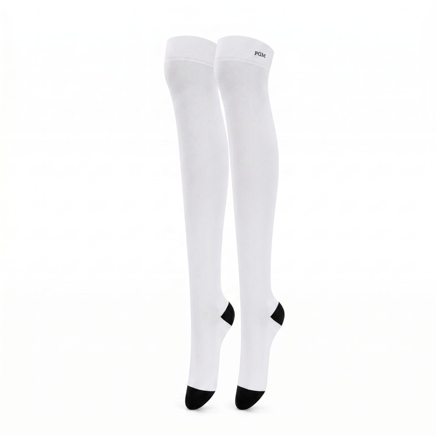 UJEAVETTE Terry Sole Over-the-Knee Golf Socks Reinforced Heel and Toe Over the Knee Sock Wear-Resistant Cushioned Golf Socks Plain Knit for Women, Wz015-white-black-picture-14