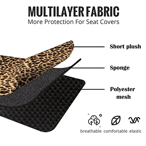 Image of AUTOFAN Leopard Car Seat Covers Full Set with Steering Wheel Cover 2 Seat Belt Pads, Cheetah Print Seat Covers for Cars for Women,Airbag Compatible,Universal Fits for Cars,SUV,Truck