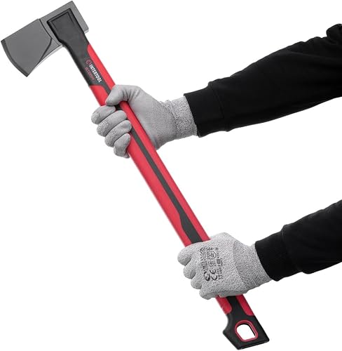 Miniatura 9 de INTERTOOL Hacha Hacha de acero al carbono de 2 libras, 18 pulgadas, hacha de camping para cortar, mango hueco antideslizante que absorbe los golpes,