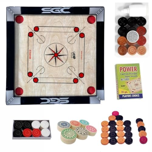 Image of New Premium Matte Finish Carrom Board, with Striker, Coins & Powder | Smooth Playing Surface | Indoor Family Game for Kids & Adults with Water Proof Playing (Small- 21 Inch)