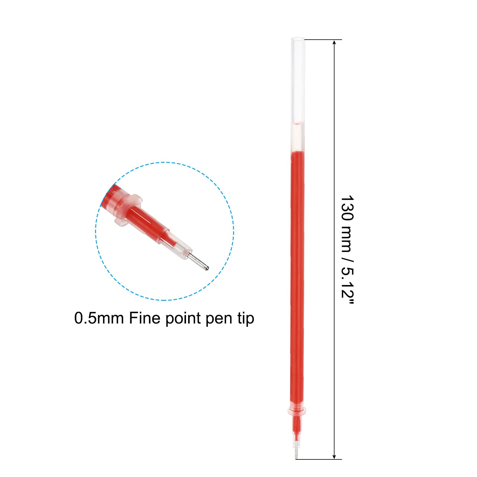 PATIKIL 0.5mm Ink Pen Refills Red, 50 Pcs Gel Pen Refills Ballpoint Pen Ink Fine Point for Pens Office Supplies Red Ink - Image 2
