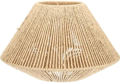 TOVINANNA Retro Lampshade Woven Lamp Cover 11.81X11.81X7.48In Vintage Lamp Shade for Bedroom Living Room Kitchen Rustic Lighting Diffuser