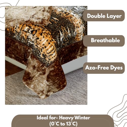 Image of Petals Dreams Blanket Single Bed for Heavy Winter,1100 GSM, 2 Ply, Cloudy Mink Blanket (170x230 cm) (Leopard 05)