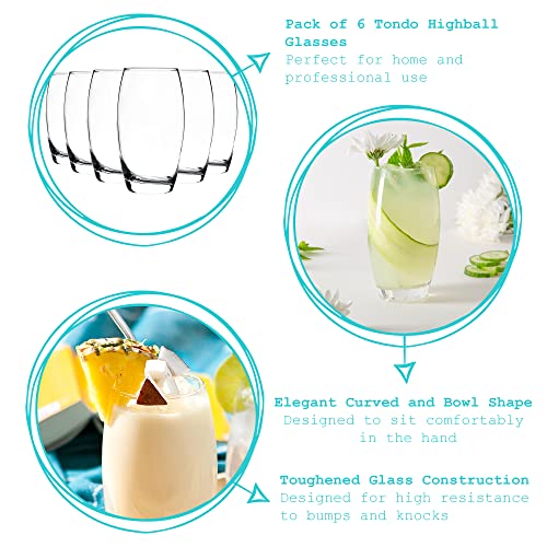 6x-510ml-Hiball-Glasses-Tondo-Range-Modern-Highball-Cocktail-Juice-Water-Tall-Drinking-Tumblers-Dishwasher-Safe-By-Argon-Tableware