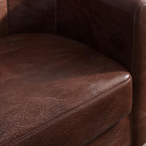 Image of BELLEZE Accent Barrel Chair, Club Tub Sofa Corner Chair with Flared Legs and Cozy Soft Padding for Living Room Bedroom Waiting Room - Caramel