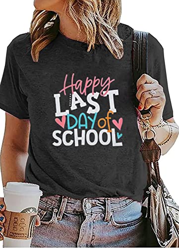 Women Happy Last Day of School T-Shirt Teachers Life School Graduation Tee Funny Graphic Summer Holiday Short Sleeve Tops - Image 5
