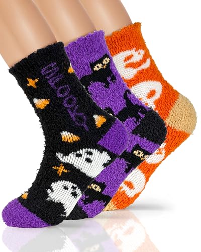 TEHOOK 4X Thicker & 2X Softer Fuzzy Socks, Cozy Warm Fall Halloween Gifts for Women