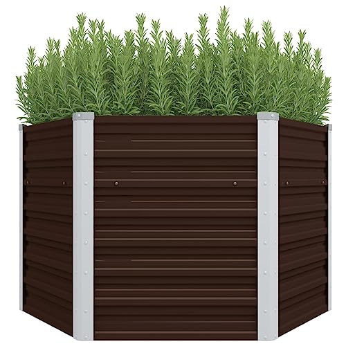 Preisvergleich Produktbild vidaXL Hochbeet Blumenkasten Pflanzkasten Pflanzkübel Blumenkübel Pflanztopf Blumentopf Gemüsebeet Pflanzbeet Braun 129x129x77cm Verzinkter Stahl