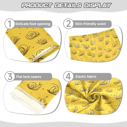 Cartoon Yellow Snail Girls Leggings Kids Yoga Pants Dance Active Tights 4T3