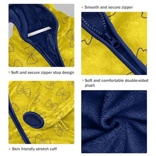 Bow Tie Pasta Pattern Toddler Fleece Jacket Girl Boys Hooded Fleece Jacket Coat Warm Outwear Zip-up 3-10T3