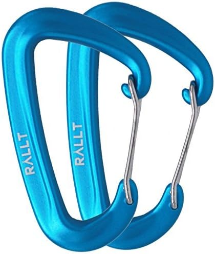 Wire Gate Carabiners - 12kN (2687lb) Snag-free Heavy Duty Carabiner Clip for Hiking, Hammock & Backpacking - Made with Lightweight, No Rust Aluminum Material- Camping Accessories (Black, 4 Pack)