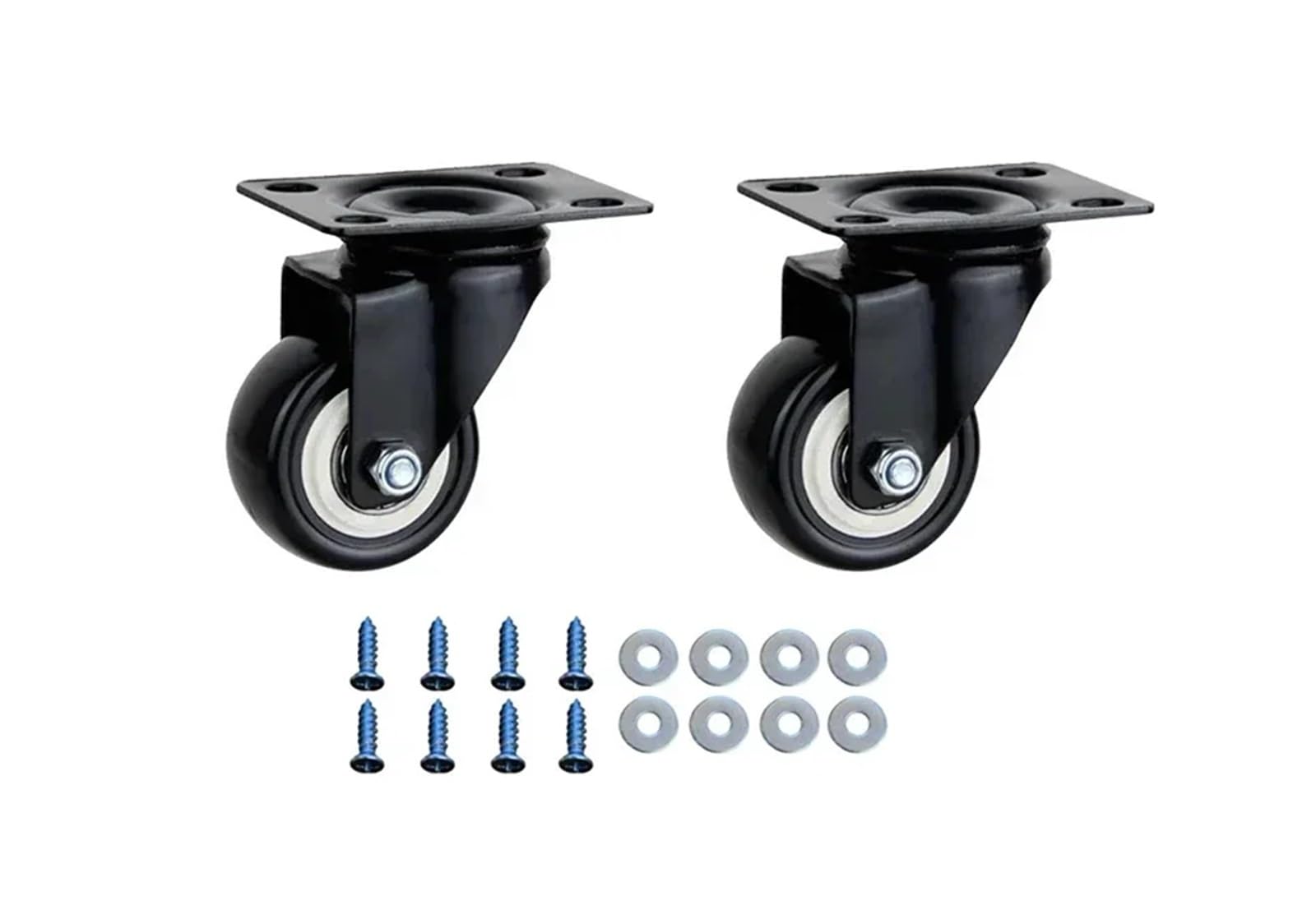 Caster Wheels, 2Pcs 1.5in Heavy Duty Swivel Caster Wheels with Safety Dual Locking and Polyurethane Foam No Noise Wheels, Load Bearing 520 Lbs(2 Swivel Wheels)