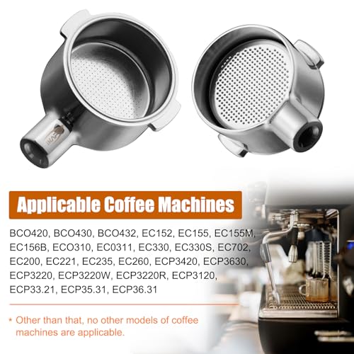 Image of IKAPE 51MM Espresso Bottomless Portafilter, 2 Ears Coffee Bottomless Portafilter with Filter Basket Made in Natural Wood, Compatible with Delonghi ECP3420, EC155, BCO430, EC260 Coffee Machine