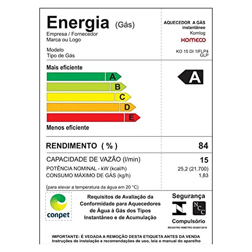 Aquecedor de Água a Gás Ko 25Di GLP Inox Komeco