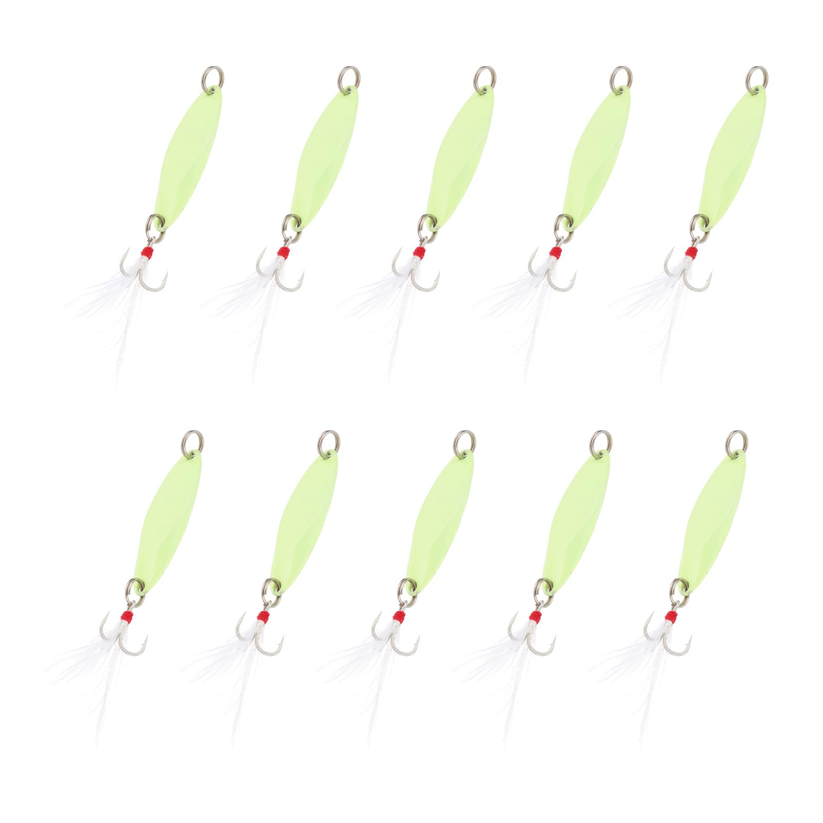 PATIKIL Fishing Spoons, 10 Pcs 1/4 oz Fishing Lures Casting Spoon Treble Hooks Jigs Hard Metal Spinner Baits for Freshwater Saltwater Salmon, Yellow