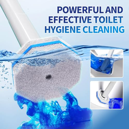 Disposable Toilet Brush Cleaning System with 50pcs Refills Pads Replacement Heads, Toilet Cleaning Stick, Wall Mounted Toliet Wand Kit Bathroom Maintenance, Toilet Bowl Cleaner Wands Holder and Set - Image 3