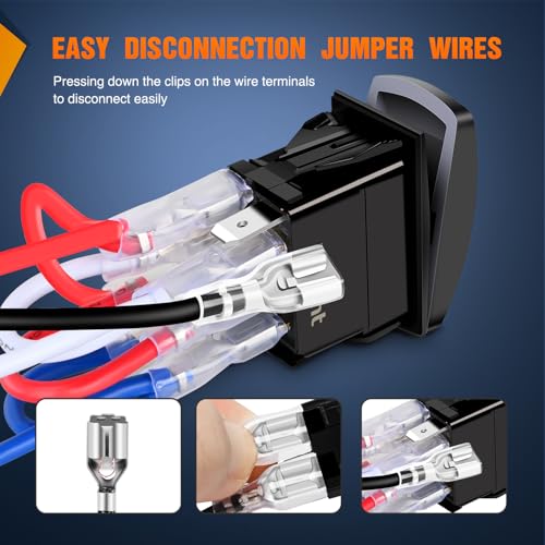 Image of Nilight UTV Headlight Rocker Switch On Off 8 PIN Toggle Switches with Orange Backlit Light 12V 24V with Jumper Wires Set for CAN-AM Maverick X3 Defender Maverick Trail and Sport 710004492