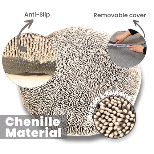 Muddy Mat® Cloud K-9 Bed for Dogs & Cats, Soft & Relaxing Donut Dog Bed, Chenille Material, Removable Cover, Washable & Dryer Safe–Beige Small(25'x25') - Image 3
