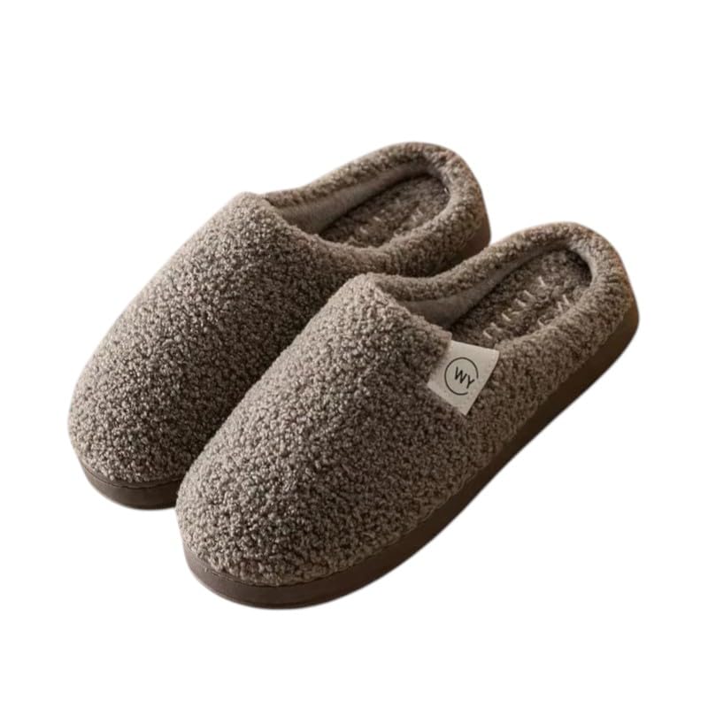 Image of Wolvesden Unisex Winter Woolen Slippers | Fluffy Indoor Slip-Ons | Size 4-8, Multicolor (1 Pair)