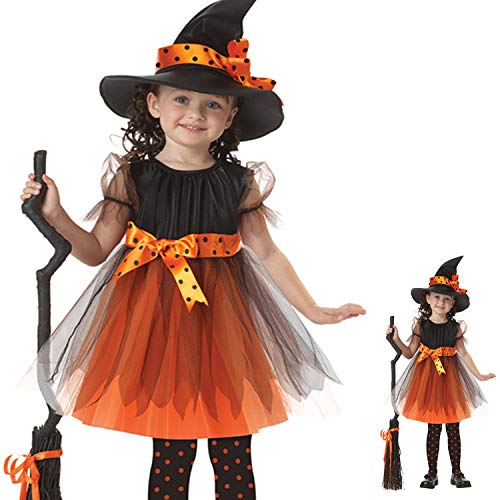 NB Girl's Halloween Witch Dress Set with Hat