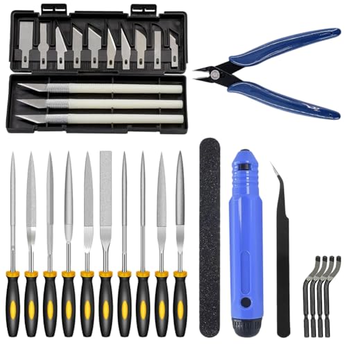 3D Drucker Werkzeug Kit 32 Stück, Modell-Nachbearbeitungs-Profi-Modell, 3D-Drucker-Werkzeugsatz mit 13 verschiedenen Klingen, Reinigungs, Entgratungs-und Polierlösung