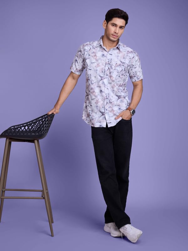 Image of Pinkmint Stylish Shirt for Men ll Printed Half Sleeve Shirt's ll Regular Fit Chest Pocket Shirt