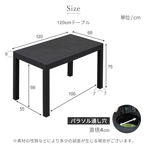 三栄コーポレーション ガーデンテーブル W120テーブル 単品 雨ざらし ガーデニング バルコニー ブラック 2枚目