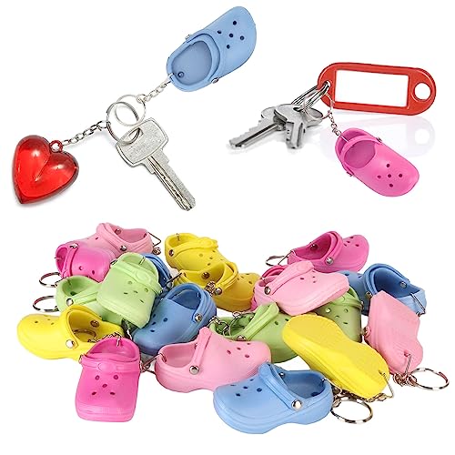 20 pçs chaveiros de sapato, mini chaveiro de sapatos, chaveiro de chinelo de borracha, 5 cores reuti