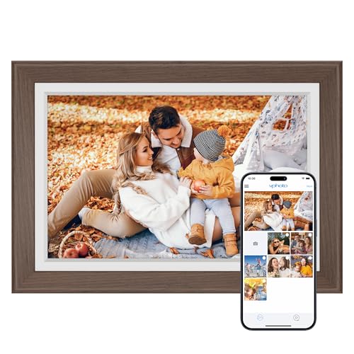 Dragon Touch Digital Picture Frame WiFi 10 inch IPS Touch Screen Digital Photo Frame Display, 32GB Storage, Auto-Rotate, Share Photos via App, Email, Cloud, Classic 10 Brown by Dragon Touch - Used condition - US$48.76