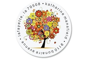 Blooming Tree Round Return Address Labels