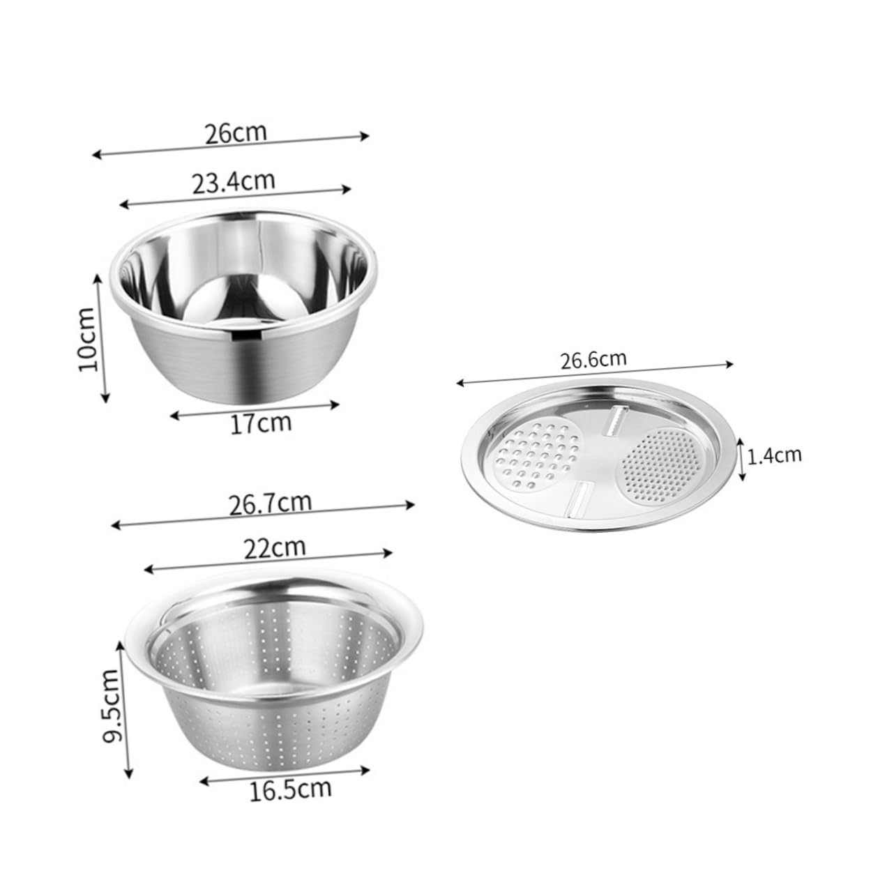 ABOOFAN Rallador y Cortador de Verduras de Cocina de Pelador y Rebanador para Lavabo y Preparar Ensaladas Cuenco de Acero Inoxidable