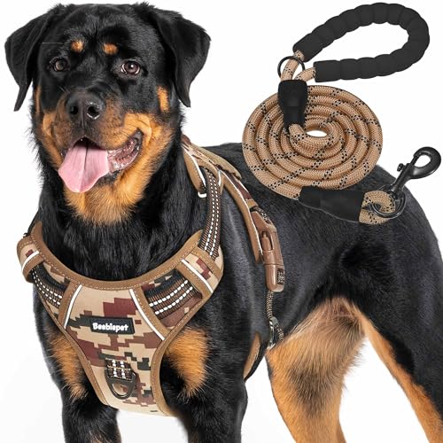 Heavy Duty Tactical Dog Harness for Large Dogs, No Pull Adjustabl...