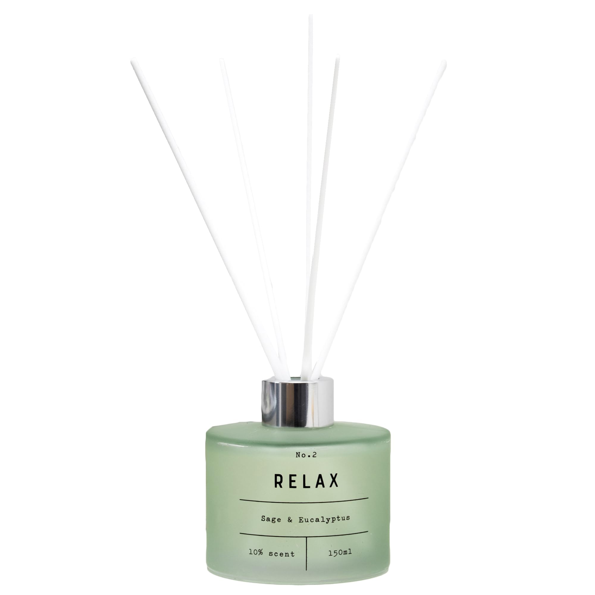 Sage & Eucalyptus Scented 150ml Reed Diffuser Green Frosted Glass Bottle