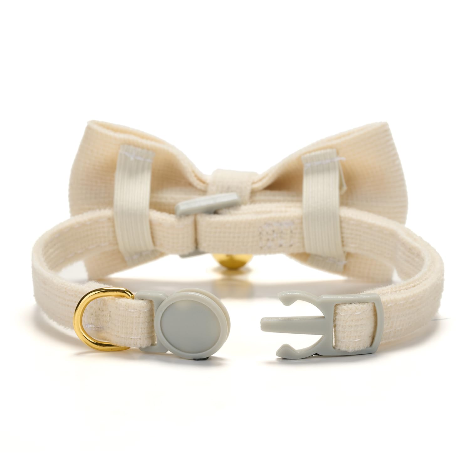 Katzenhalsbänder aus weichem Cord mit Fliege und Glöckchen, verstellbar, Baumwolle, Kitty-Fliege, Halsband für weibliche und männliche Katzen, 2 Stück (Weiß und Grasgrün)