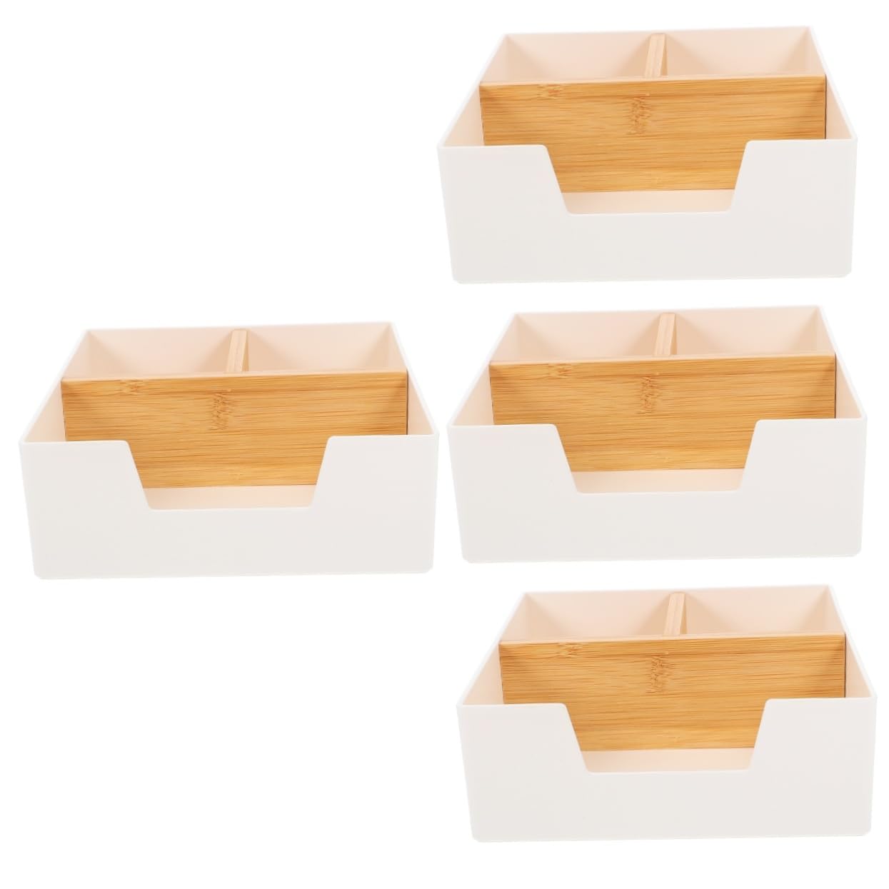Organisateur pour condiments et thé : lot de 4 boîtes blanches pour cuisine et bureau