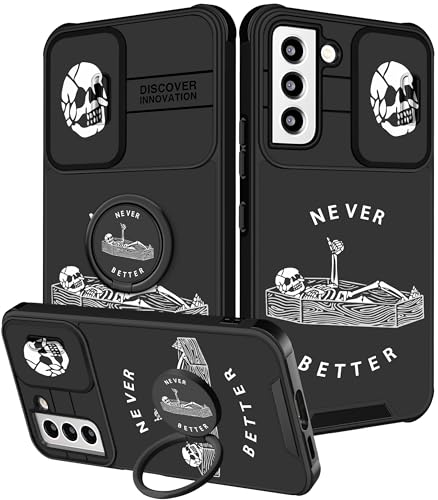 Coque Samsung S21 FE 5G glissière caméra et motif gothique de tête de mort