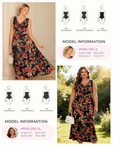 Image of GRACE KARIN Women's Summer Sleeveless Floral Maxi Dress V Neck Formal Wedding Guest Dress A Line Beach Vacation Clothes