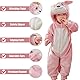 YloveM Unisex Baby Romper Kleinkinder Strampler Overall Cartoon Tier Herbst Winter Warm Reißverschluss Kapuzen Spielanzug Strampelanzug (0-6 Monate, A- Rosa Känguru)